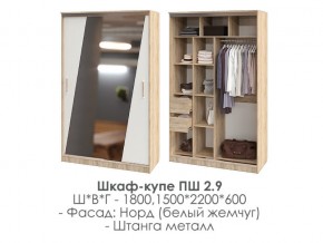 шкаф-купе ПШ-2.9 1500 Норд Белый жемчуг 1500 в Гремячинске - gremyachinsk.magazin-mebel74.ru | фото